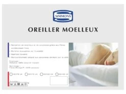Lot De 2 Oreillers Microgel Moelleux Percale Simmons 65x65 -Literie Magasin oreiller 21842339