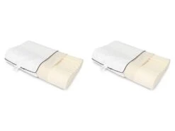 Lot De 2 Oreillers Ergonomiques Latex Naturel Et Taies D'oreillers Percale Someo 40x60