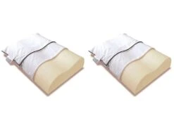 Lot De 2 Oreillers Ergonomiques Mousse Mémoire Végétale Et Taies D'oreillers Percale Someo 40x60
