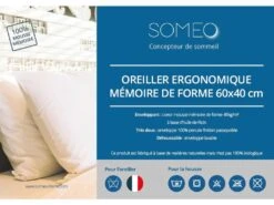 Lot De 2 Oreillers Ergonomiques Mousse Mémoire Végétale Et Taies D'oreillers Percale Someo 40x60 -Literie Magasin oreiller 21842533