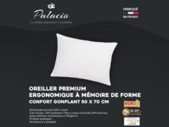 Oreiller Mémoire De Forme Mémofill 50 X 70 Cm - Percale De Coton - 91 Fils/cm² - 750 Gr - Blanc - AUXENCE