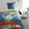 Parure De Lit Kids Kool - 1 Personne - 140 X 200 Cm - 100% Coton - Bleu Motif Enfant - TODAY
