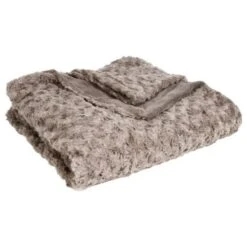 Plaid A Fourrure Bouclée - 120 X 160 Cm - Taupe