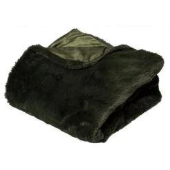 Plaid Fourrure - 125 X 150 Cm - Vert Kaki