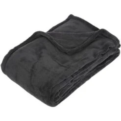 Plaid Microfibre - 125 X 150 Cm - Gris Foncé