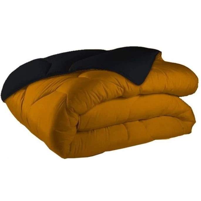 SOLEIL D'OCRE Couette Bicolore - 140 X 200 Cm - Moutarde Anthracite 1 SOLEIL D'OCRE Couette Bicolore - 140 X 200 Cm - Moutarde Anthracite