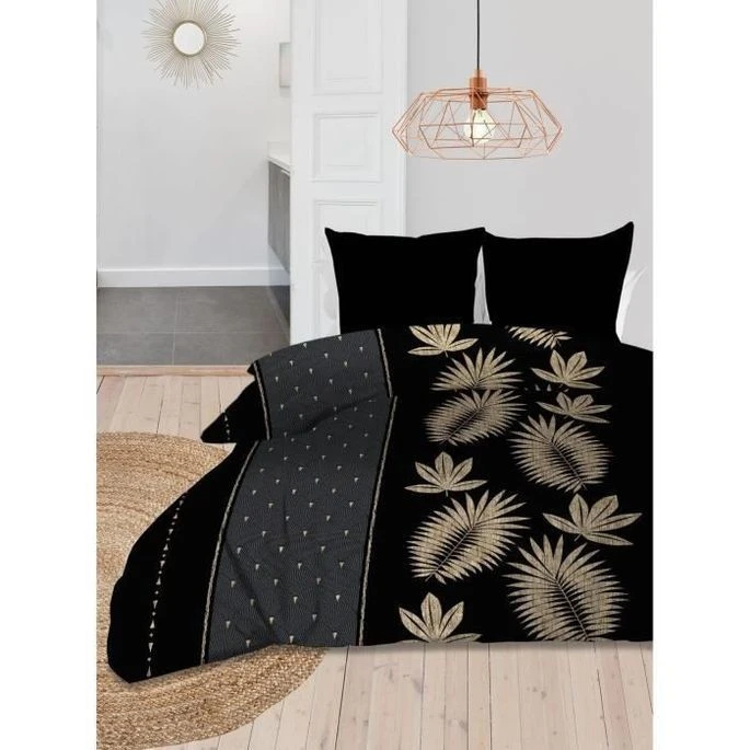 SOLEIL D'OCRE Couette Imprimée Elégance - 240 X 220 Cm - Anthracite 1 SOLEIL D'OCRE Couette Imprimée Elégance - 240 X 220 Cm - Anthracite