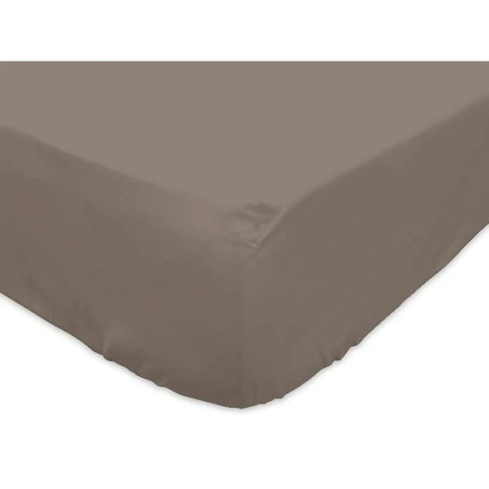 SOLEIL D'OCRE Drap Housse 100% Coton 160x200 Cm Taupe 1 SOLEIL D'OCRE Drap Housse 100% Coton 160x200 Cm Taupe