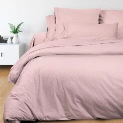 SOLEIL D'OCRE Drap Plat Camille - Coton Percale - 260 X 300 - Rose -Literie Magasin soleil d ocre drap plat camille coton percale 260 x 300 rose 3418172160151 453845