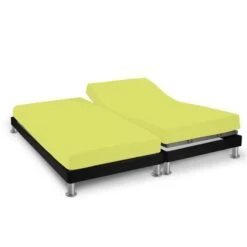 SOLEIL D'OCRE Lot De 2 Draps Housse 100% Coton - Lit A Tete Et Pieds Relevables - 2x80x200 Cm - Uni Vert