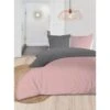 SOLEIL D'OCRE Parure De Couette Bicolore - Coton Lavé - 220 X 240 Cm - Rose Et Gris
