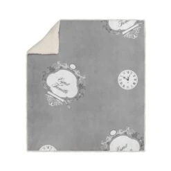 SOLEIL D' OCRE Plaid Polaire Sherpa Microfibre Esprit De Famille - 110 X 160 Cm - Gris