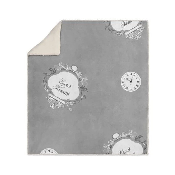 SOLEIL D' OCRE Plaid Polaire Sherpa Microfibre Esprit De Famille - 110 X 160 Cm - Gris 1 SOLEIL D' OCRE Plaid Polaire Sherpa Microfibre Esprit De Famille - 110 X 160 Cm - Gris