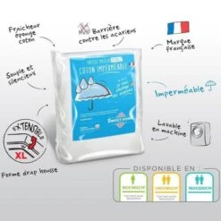 SWEETHOME Protege-matelas éponge 100% Coton - Imperméable - 90x190 Cm -Literie Magasin sweethome protege matelas eponge 100 coton impermeable 90x190 cm 3377720104132 598587