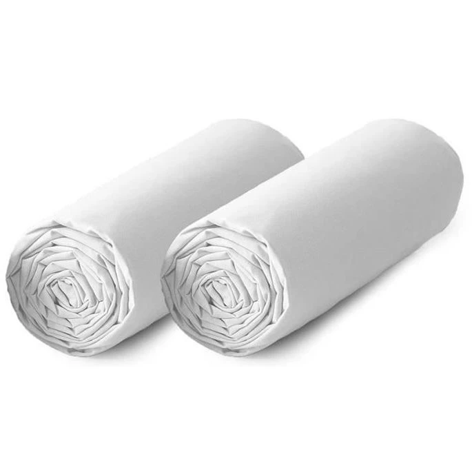 TODAY Lot De 2 Draps Housse 100% Coton - 90x190 Cm - Blanc 1 TODAY Lot De 2 Draps Housse 100% Coton - 90x190 Cm - Blanc