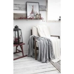 TODAY Plaid 100% Polyester FLOCON MOUNTAIN 125x150cm - Gris